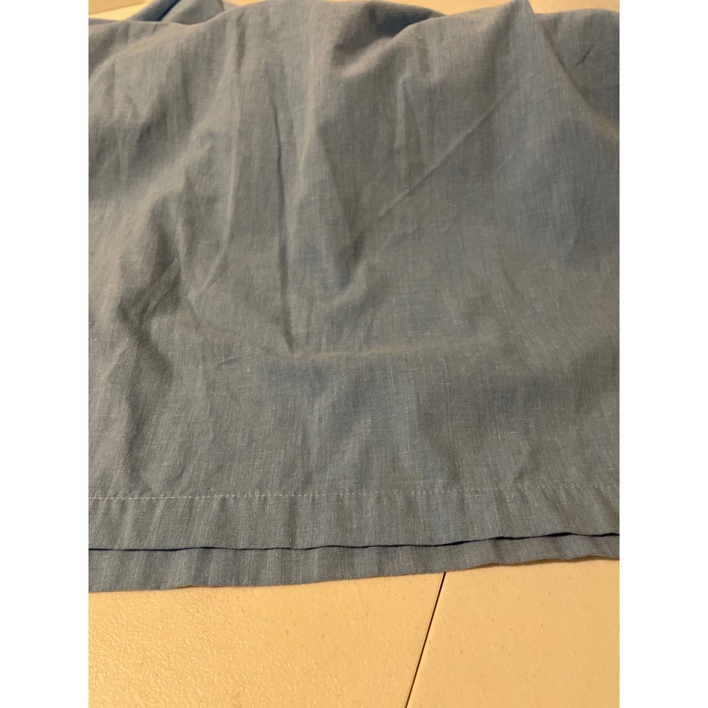 Vintage Style Blue Chambray Floral Embroidered Square Neck Peasant Dress Pockets - Picture 7 of 7